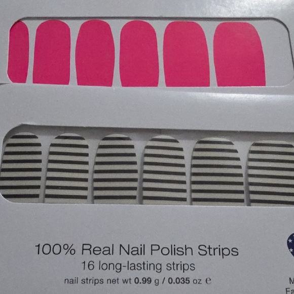 Color Street Other - Color Street Pink & Black Striped Nail Polish Strips